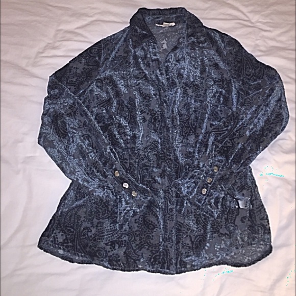 VINTAGE Y2K Coldwater Creek Velvet Burnt Out Blouse - Size Small ( 6 - 8 ) - Picture 4 of 5